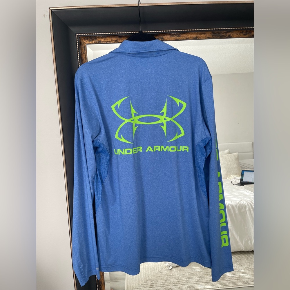 Under Armour Blue and Neon Green Dri-Fit Pull Over - Picture 5 of 5